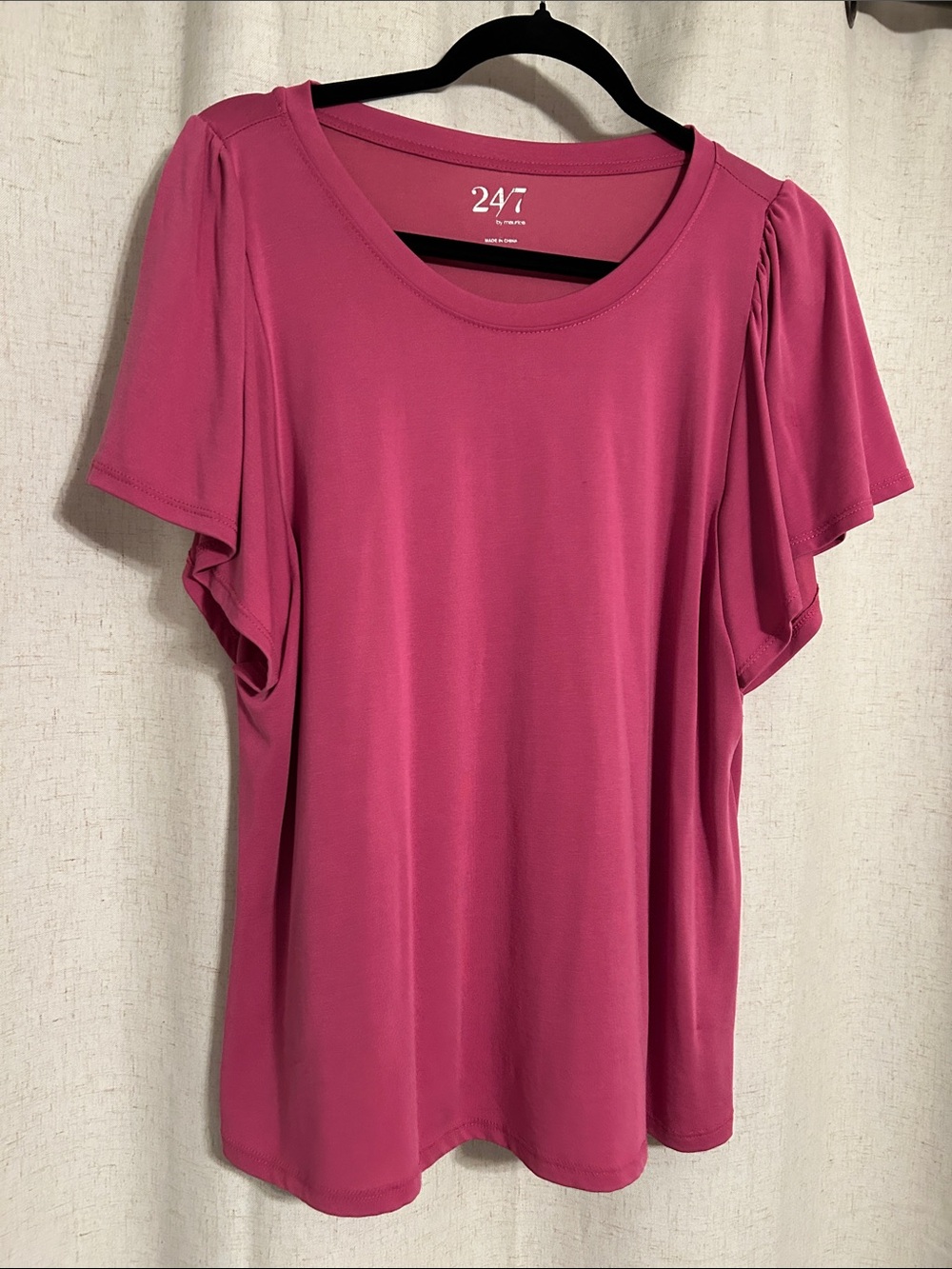 Maurices Fuchsia Short Sleeve Crewneck Top